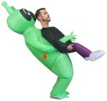Kostým mimozemšťan zelený – nafukovací oblek Alien s ventilátorom na Halloween