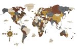 Mapa světa nástěnná - 4D dřevěná mapa světa 250x125 cm obraz na zeď INDIGO