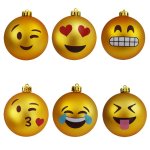 Ozdoby vánoční koule Emoji – sada 6 emotikonů na stromeček