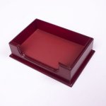 Kancelářský set – luxusní 8-dílný set na pracovní stůl (ořech + kůže Bordeaux)
