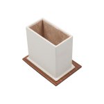 Kancelářský set na stůl - luxusní 11-dílný, ideální dárek (hnědé dřevo + bílá kůže)