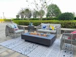 Venkovní ohniště plynové - stolní krb z betonu do exteriéru LUMISA 152x70 cm
