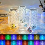 LED lampa krištáľová 21 cm v tvare pohára - dotyková na diaľkové ovládanie + 16 farieb