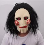 Maska na obličej Jigsaw – hororová maska na Halloween párty pro dospělé i děti