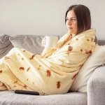 Deka kulatá tortila - Přikřívka s designem připáleného burrita 150 cm