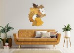 3D dřevěná nástěnná mapa Německa s vyznačenými městy 80×60 cm