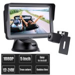 Kabelový couvací set do automobilu: 5" displej + FULL HD zadní mini kamera (IP68)