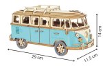 Model retro auto 3D skládací – puzzle auto model Volkswagen VW T1 dřevěný