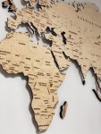 Nástěnná mapa světa dřevěná 3D – světlé dřevo, 100×60 cm dřevěný obraz na zeď