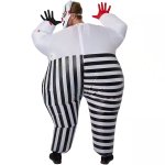 Kostým klaun strašidelný – halloweenský oblek nafukovací pro dospělé s ventilátorem
