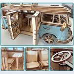 Model retro auto 3D skládací – puzzle auto model Volkswagen VW T1 dřevěný