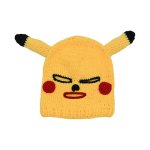 Maska na tvár a hlavu Pikachu – pletená kukla so žltými okuliarmi pre deti aj dospelých