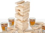 Věž Jenga dřevěná - společenská hra se 4 skleničkami na shoty pro 2-4 hráče
