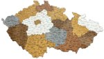 3D dřevěná nástěnná mapa Česka s vyznačenými městy 45×79 cm