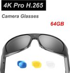 Occhiali con telecamera 4K polarizzata con lenti sostituibili (memoria da 64 GB) con IP54