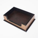 Kancelářský set - luxusní 8-dílný na pracovní stůl (ořech + hnědá kůže)