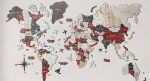 Drevená mapa sveta 150x90 cm - 3D nástenná dekorácia na stenu URBAN