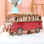 Model retro auto 3D skládací – puzzle auto model Volkswagen VW T1 dřevěný
