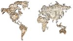 Drevená technická 3D mapa sveta na stenu – 8 vrstiev dreva, rozmer 140×82 cm, hrúbka 24 mm