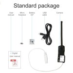 Špionážní SET - Mini pinhole kamera Full HD WiFi/P2P - zaostření textu + spy sluchátko do ucha