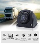 Bočná cúvacia AHD kamera Full HD s 8 IR LED nočným videním a vodotesným kovovým krytím IP69K