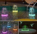 Fontana do bazena zahradna LED svietiaca farebná RGB - Solárna so 6 tryskami