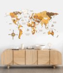 Velká 4D mapa světa 300x150cm – dřevěný obraz mapa světa ze dřeva ORIGINAL