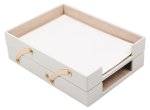 Odkladač na dokumenty do kanceláře - bílá kůže a zlaté doplňky Handmade