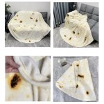 Deka kulatá tortila - Přikřívka s designem připáleného burrita 150 cm