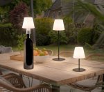 LED lampa na stol 4v1 (rôzne výšky tyče) vonkajšia stolová IP44 + zátka do fľaše