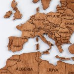 3D dřevěná mapa světa 100×60 cm – nástěnný 3D dřevěný obraz (barva - dub)