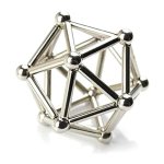 Skládací tyčinky s kuličkami z magnetu - Magnetické ve stříbrné barvě