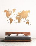 Nástěnná mapa světa dřevěná 3D – světlé dřevo, 100×60 cm dřevěný obraz na zeď