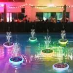 Fontana do bazena zahradna LED svietiaca farebná RGB - Solárna so 6 tryskami