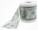 Toaletní papír 100 dolarů – role se vzorem bankovek 100$