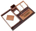 Kancelářský set – 10 kusů ze dřeva a kůže, dárek pro šéfa do kanceláře