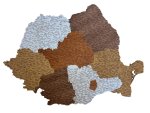 3D dřevěná nástěnná mapa Rumunska s vyznačenými městy 56,5×80 cm