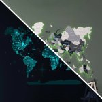 Dřevěná 3D LED mapa světa 200×120 cm (šedá) – dřevěná dekorace s ovládáním