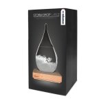 Barometr designový skleněný - Bouřkové sklo na dřevěném podstavci
