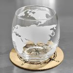 Karafa Glóbus na whisky na stojane – súprava 4 poháre + 9 kameňov