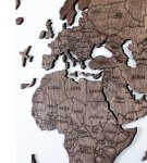 Dřevěná 3D mapa světa na zeď 300×175 cm – dřevěný obraz nástěnný (tmavý ořech)