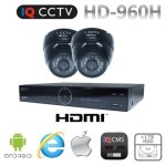 Set CCTV 960H cu 2 camere dome cu 20m IR + DVR cu HDD de 1TB