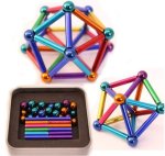 Farebné tyčinky magnetické + 27 guličiek strieborných neodymové