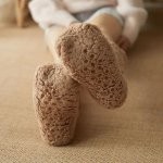 Ponožky s medvídkem hnědé, hřejivé – domácí ponožky, huňaté, dámské