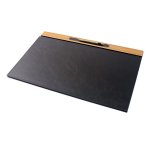 Kancelářský set doplňků – luxusní 11-dílný s hodinami s ciferníkem (dřevo + černá kůže)