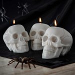 Sviečky lebka – set sviečok na Halloween v tvare lepky voskový 3 ks