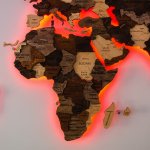 3D dřevěná mapa světa 150x90cm - nástěnný obraz s LED podsvícením
