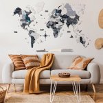 3D dřevěná mapa světa na zeď NORD 150×90 cm – interiérový doplněk obraz