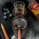 Držák na doutník a sklenici – luxusní whiskey souprava pro pány