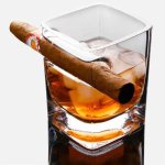 Pohár na whisky s cigaretovým držiakom – sklenený pohár 260 ml